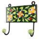 Forest Green Ceramic Floral Tile Hook